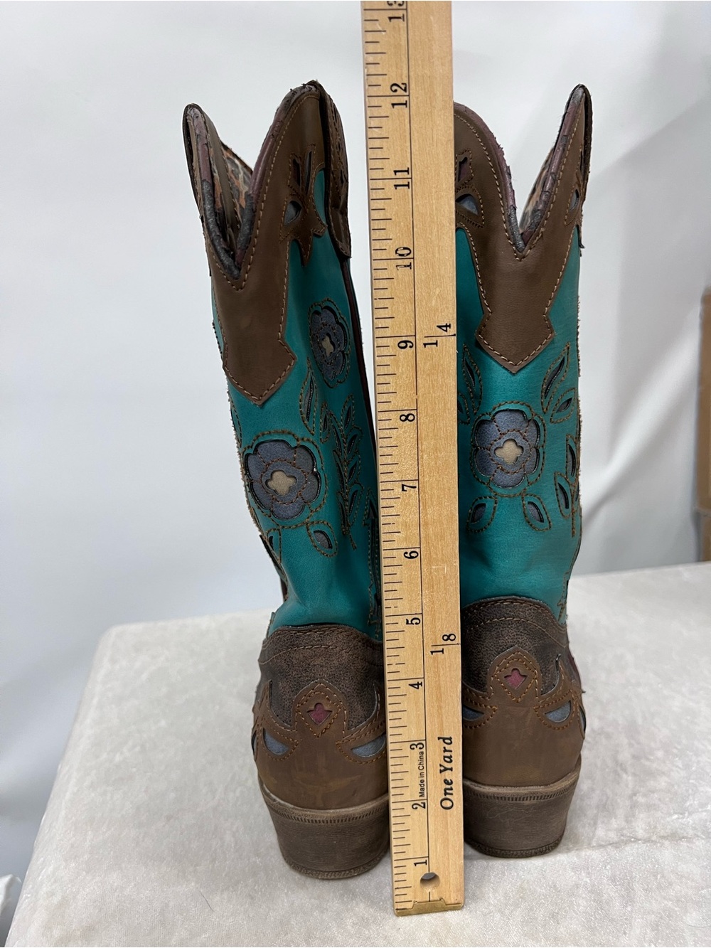 Floral Western Cowboy Boots 9M rodeo festival Cowgirl distressed - Picture 6 of 12
